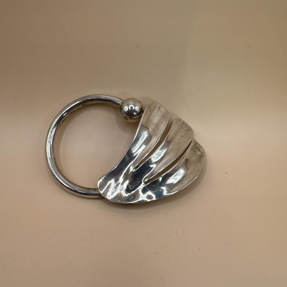 Vintage Mexico 925 Sterling Silver‎ Modernist Fan Brooch Pin Taxco TH-118